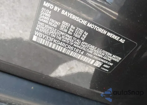 2024 BMW I5 Edrive40 z USA, uszkodzony, nr VIN WBY33FK04RCR61814